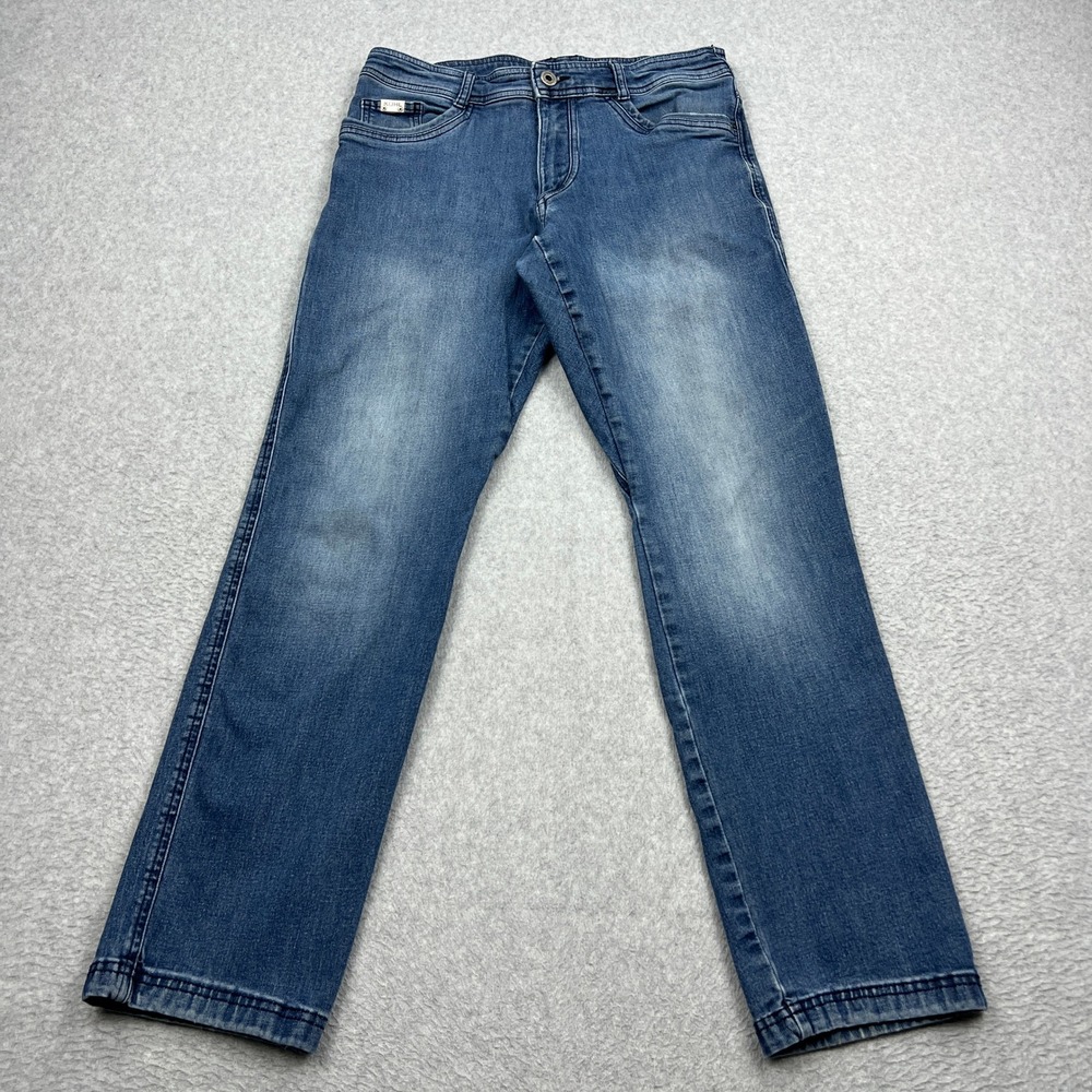 KÜHL DENIM Klassik Fit Pant Mens 34x32 Blue Indigo Stretch Organic Fade Jeans